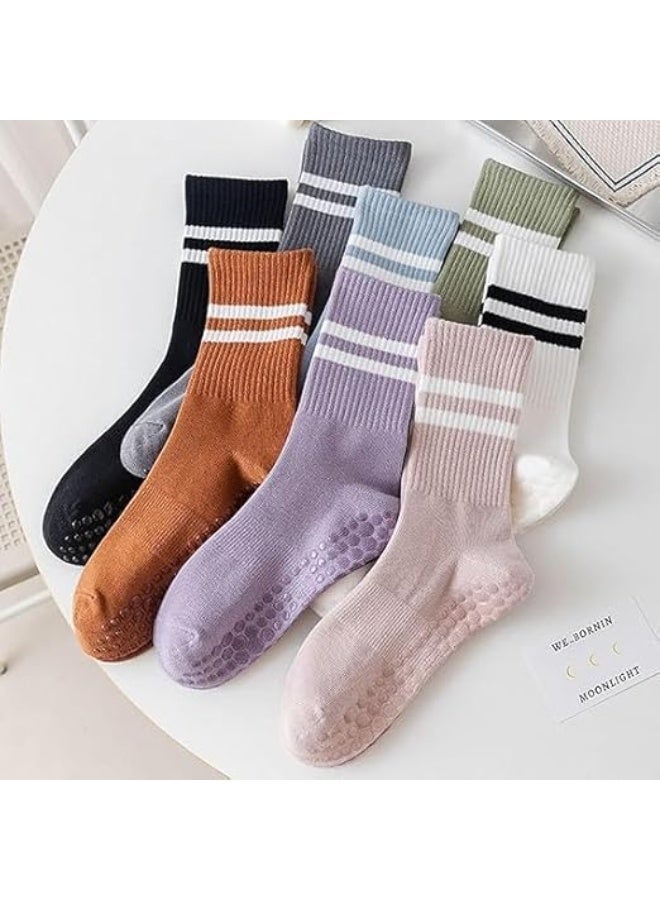 ChicAbode 8 Pairs Pilates Grip Socks for Women, Non-slip Yoga Athletic Socks,Non Slip Pilates Socks with Grips for Women, Women Sport Socks,Grip Socks for Yoga Ballet Barefoot Workout Anti Skid Athletic Socks - Image 5